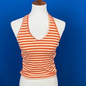 Striped Orange and White Halter Top